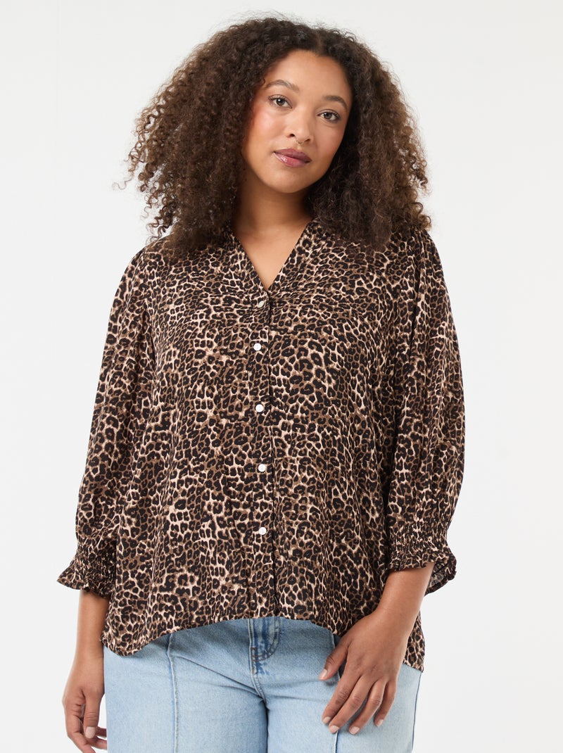 Blusa con stampa leopardata 'Only Carmakoma' Marrone - Kiabi