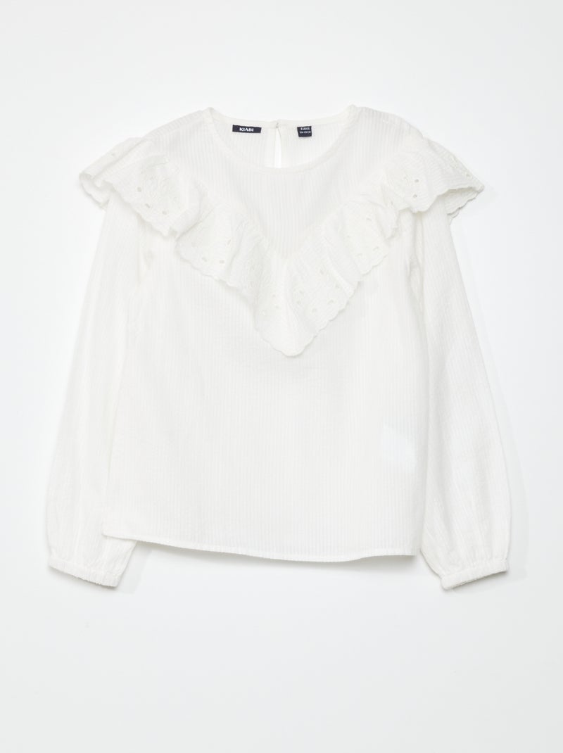 Blusa con volant Bianco - Kiabi