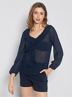 Blusa con volant e voile plumetis - Kiabi