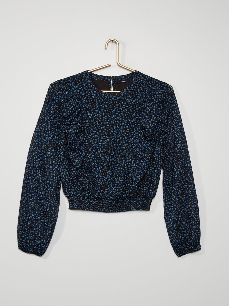 Blusa con volant plumetis Nero - Kiabi