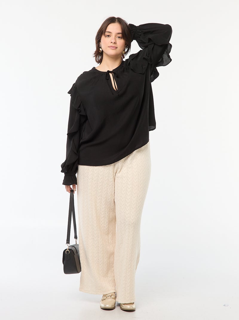 Camicia maniche corte in sangallo da annodare estate 2018 - Lei Trendy