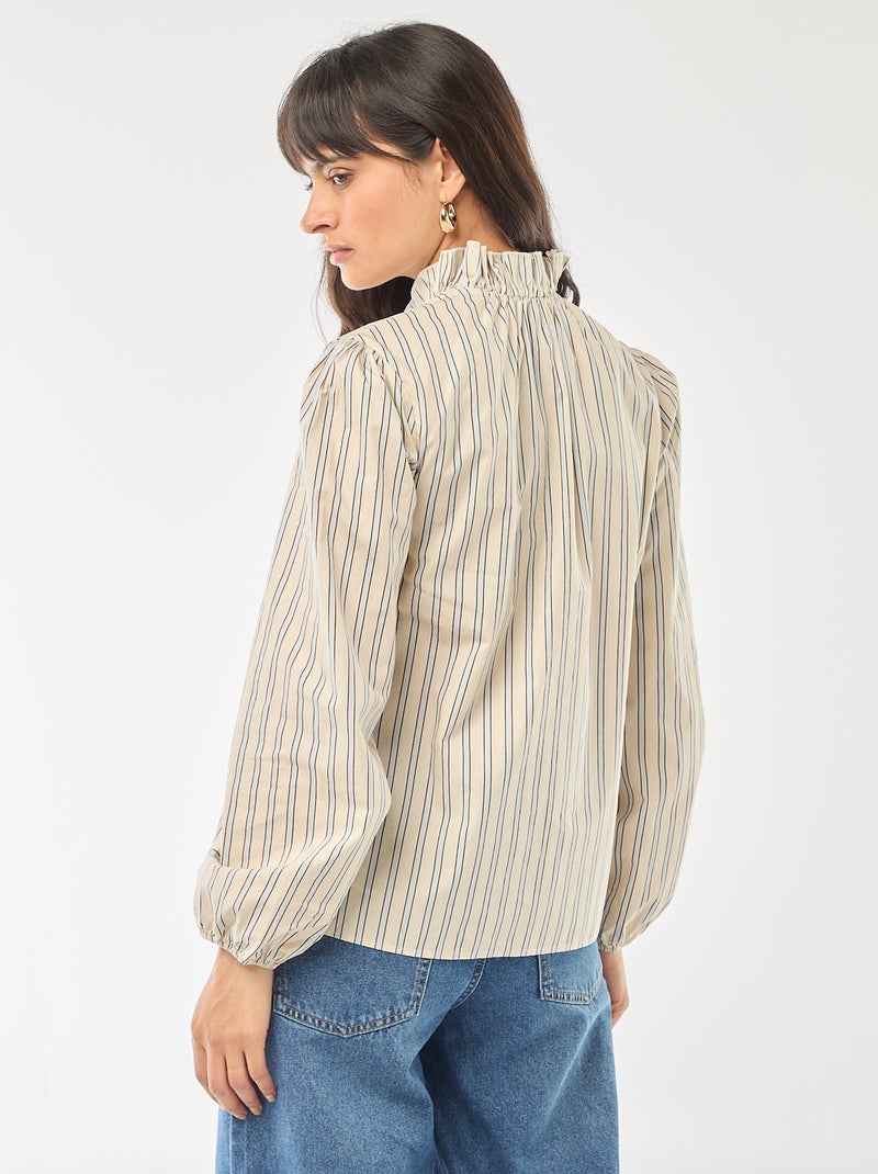 Blusa con volant sul collo e sull'apertura Bianco - Kiabi