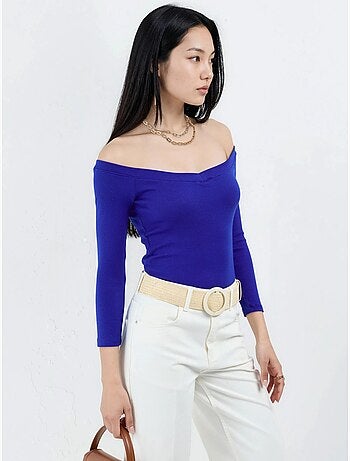 Blusa corta a coste con vestibilità slim busem