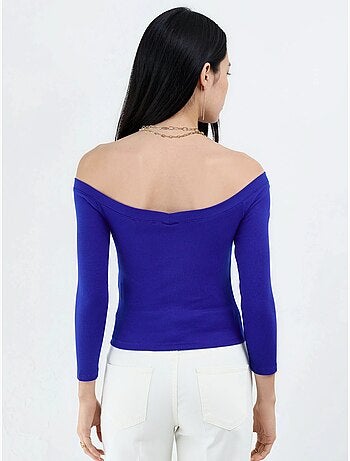 Blusa corta a coste con vestibilità slim busem