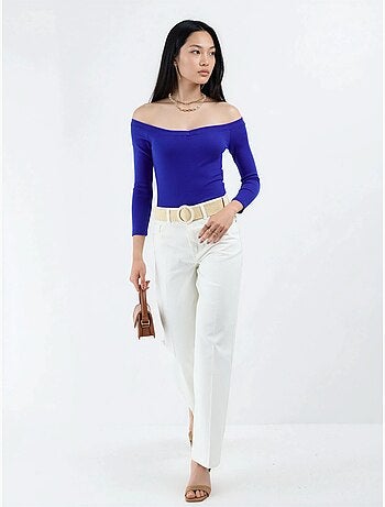 Blusa corta a coste con vestibilità slim busem