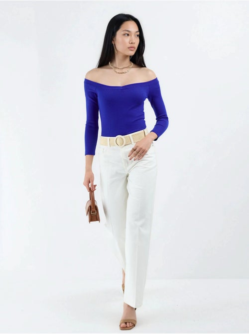 Blusa corta a coste con vestibilità slim busem - Kiabi Blusa corta a coste con vestibilità slim busem - Kiabi