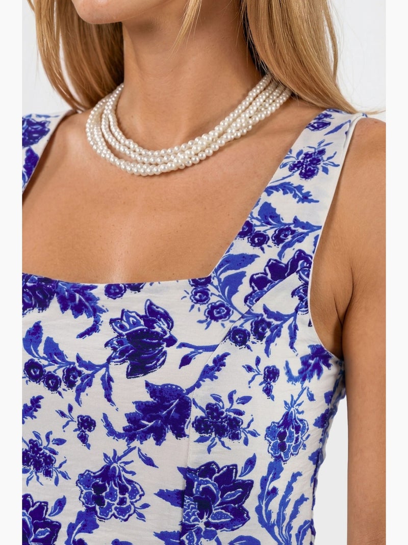 Blusa corta a fiori con collo quadrato busem Multicolore - Kiabi
