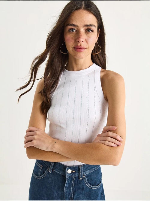 Blusa corta basic a righe a rombi lucci - Kiabi Blusa corta basic a righe a rombi lucci - Kiabi