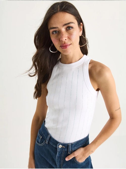Blusa corta basic a righe a rombi lucci - Kiabi Blusa corta basic a righe a rombi lucci - Kiabi