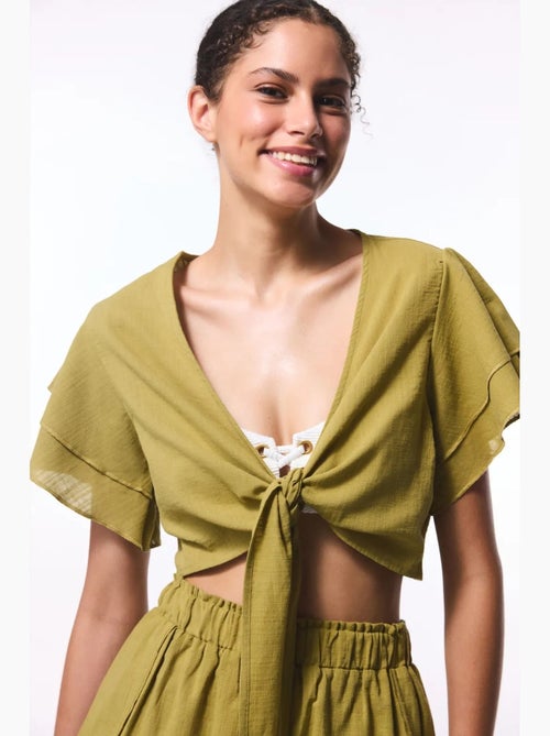 Blusa corta con laccetti penti - Kiabi Blusa corta con laccetti penti - Kiabi