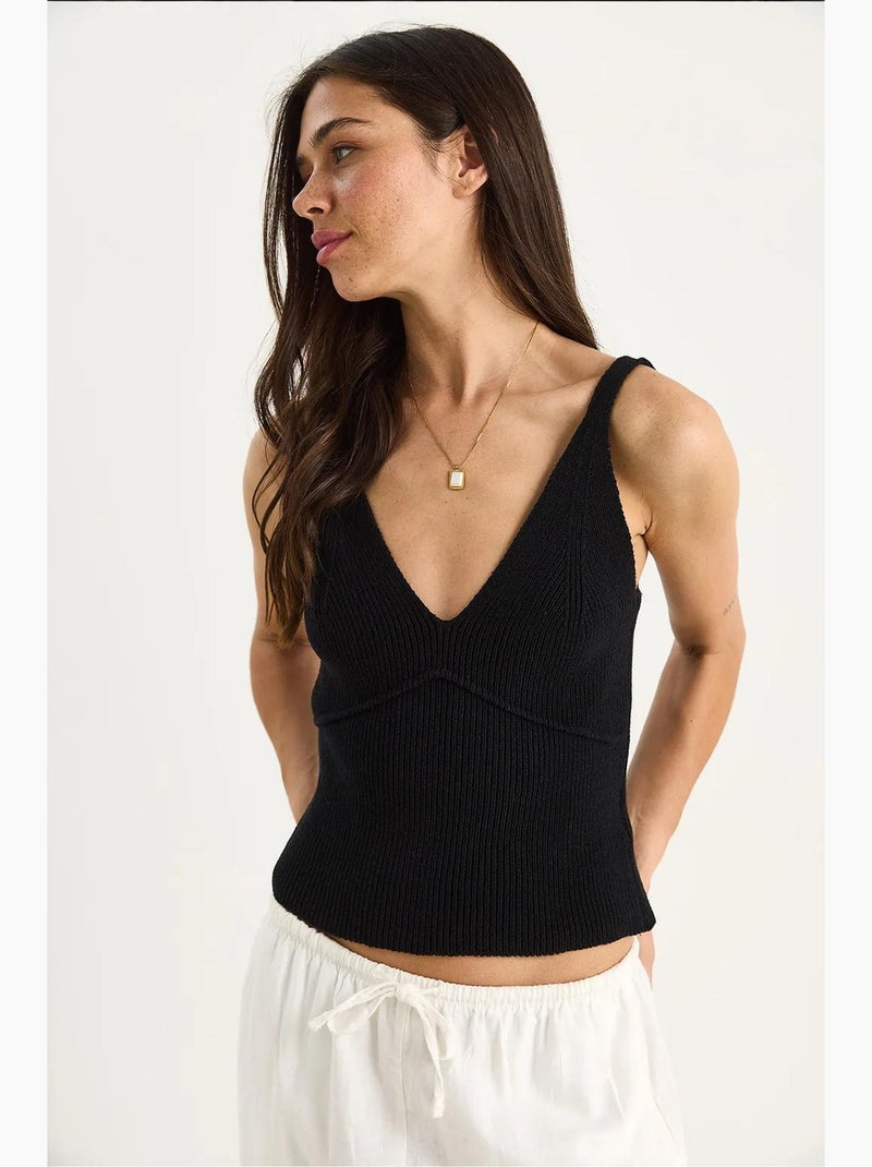 Blusa corta con scollo a v e spalline sottili lucci Nero - Kiabi