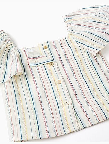 Blusa corta in cotone a righe etniche B&S