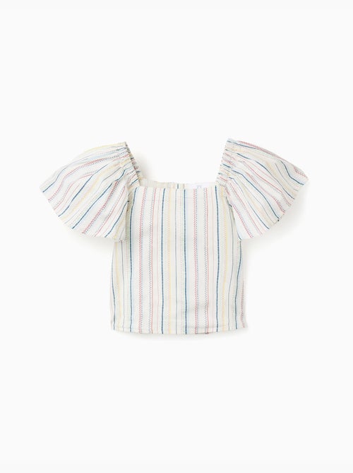 Blusa corta in cotone a righe etniche B&S - Kiabi Blusa corta in cotone a righe etniche B&S - Kiabi