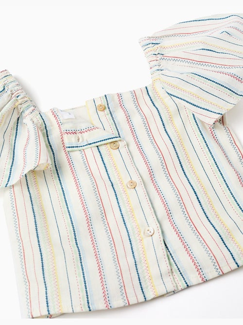 Blusa corta in cotone a righe etniche B&S - Kiabi Blusa corta in cotone a righe etniche B&S - Kiabi