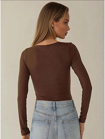 Blusa corta in viscosa con scollo rotondo slim fit hiccup