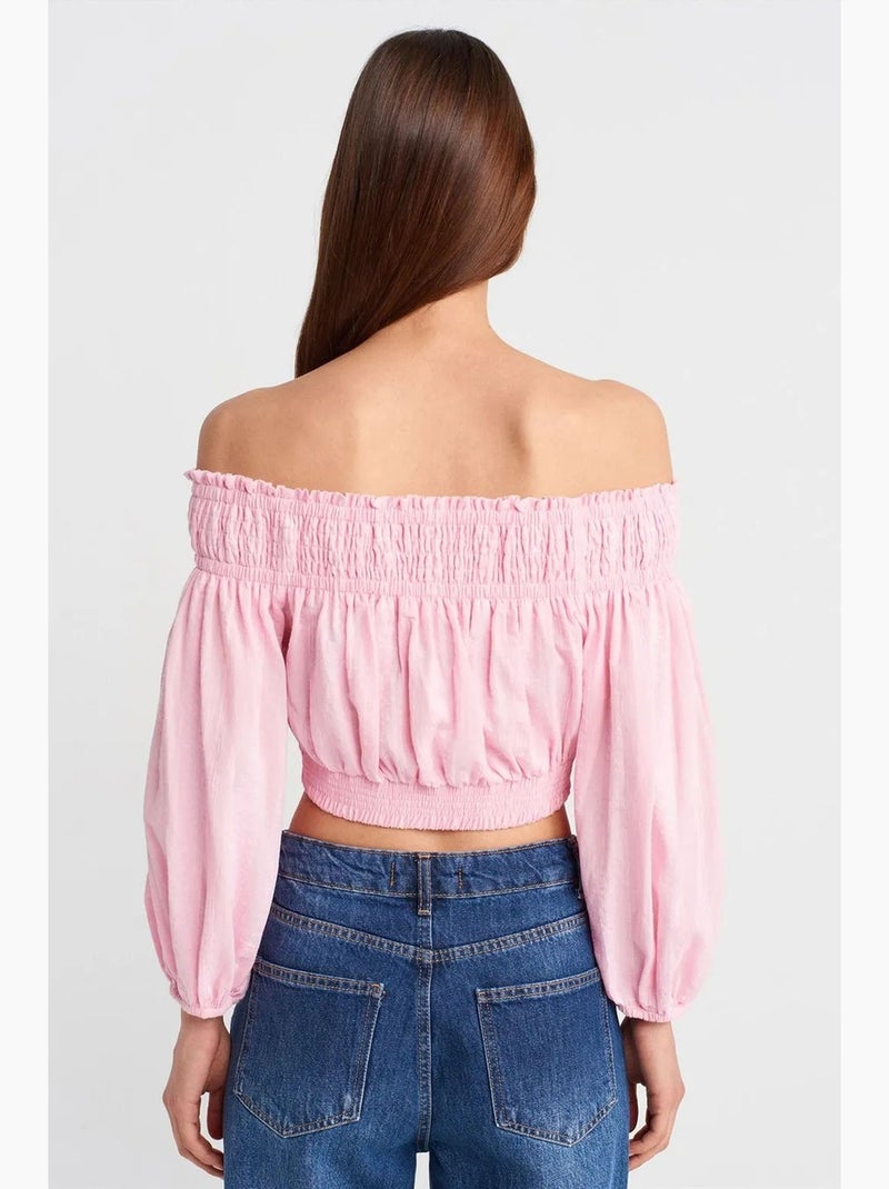 Blusa corta spalle scoperte dilvin Rosa chiaro - Kiabi