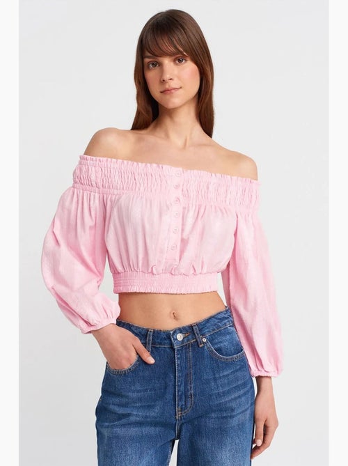 Blusa corta spalle scoperte dilvin - Kiabi Blusa corta spalle scoperte dilvin - Kiabi