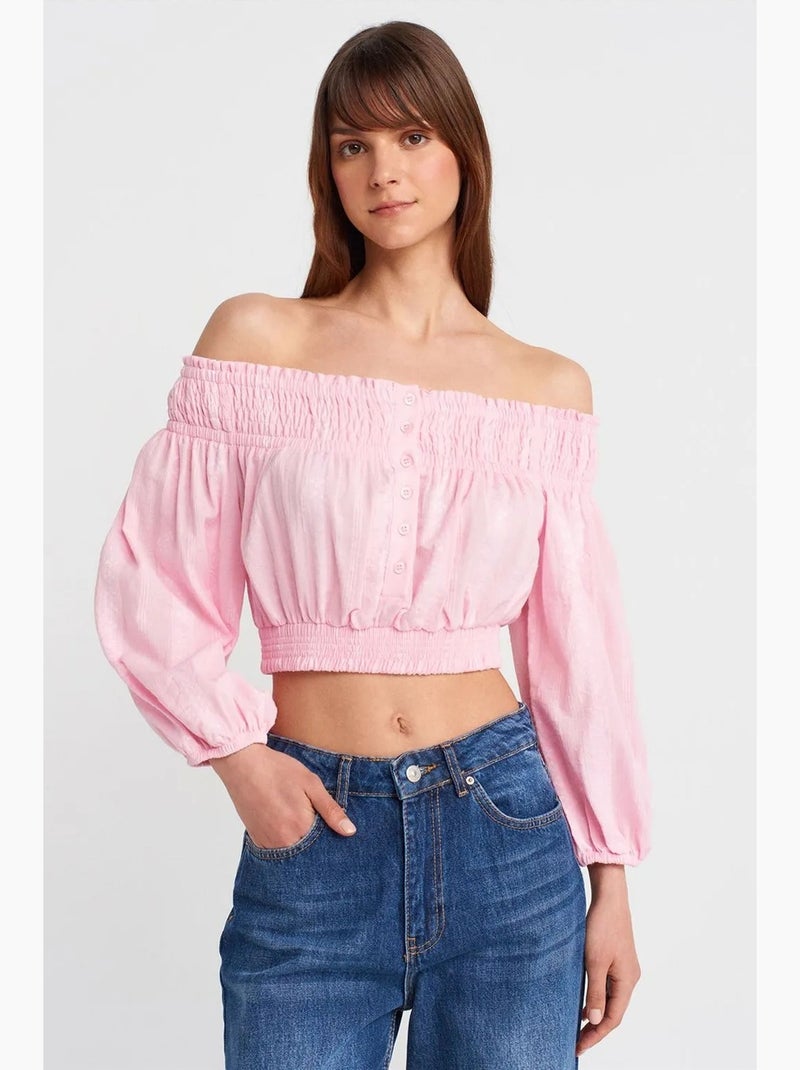 Blusa corta spalle scoperte dilvin Rosa chiaro - Kiabi