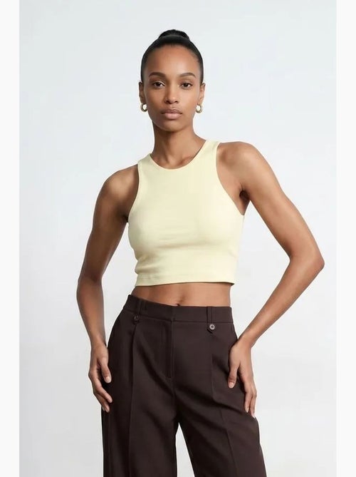 Blusa crop a coste senza maniche dilvin - Kiabi Blusa crop a coste senza maniche dilvin - Kiabi