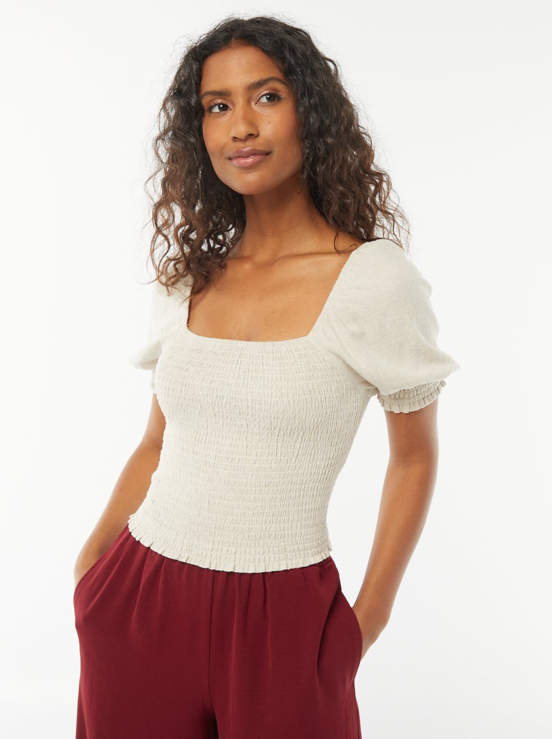Blusa crop a maniche corte Bianco - Kiabi