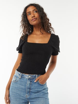 Blusa crop a maniche corte
