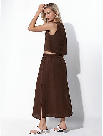 Blusa crop e gonna in mussola con dettaglio spacco, set due pezzi hiccup