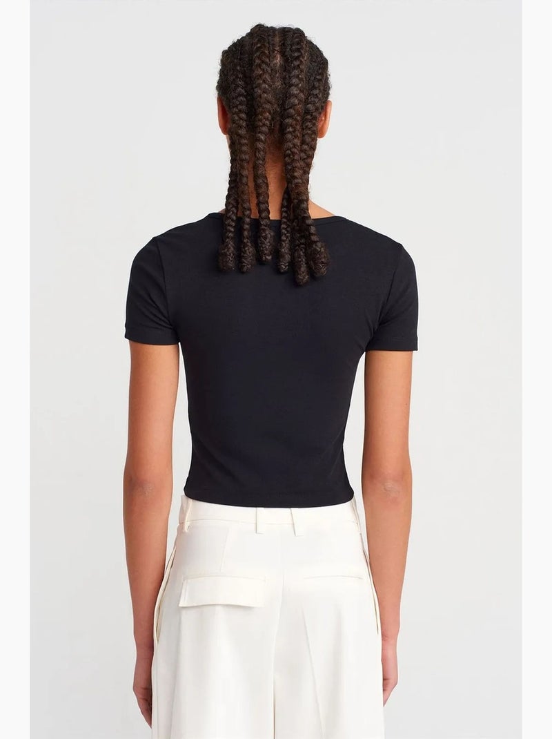 Blusa crop in jersey slim fit dilvin Nero - Kiabi