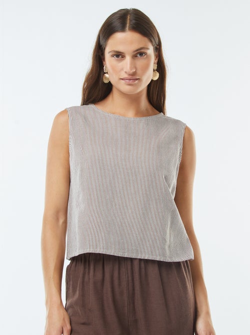 Blusa cropped in misto lino senza maniche - Kiabi