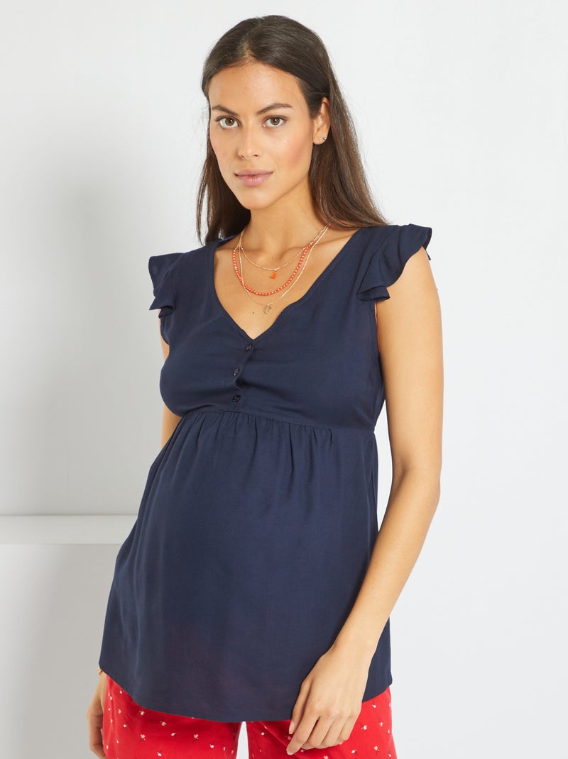 Blusa da allattamento senza maniche blu - Kiabi
