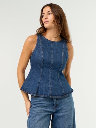 Blusa di jeans senza maniche