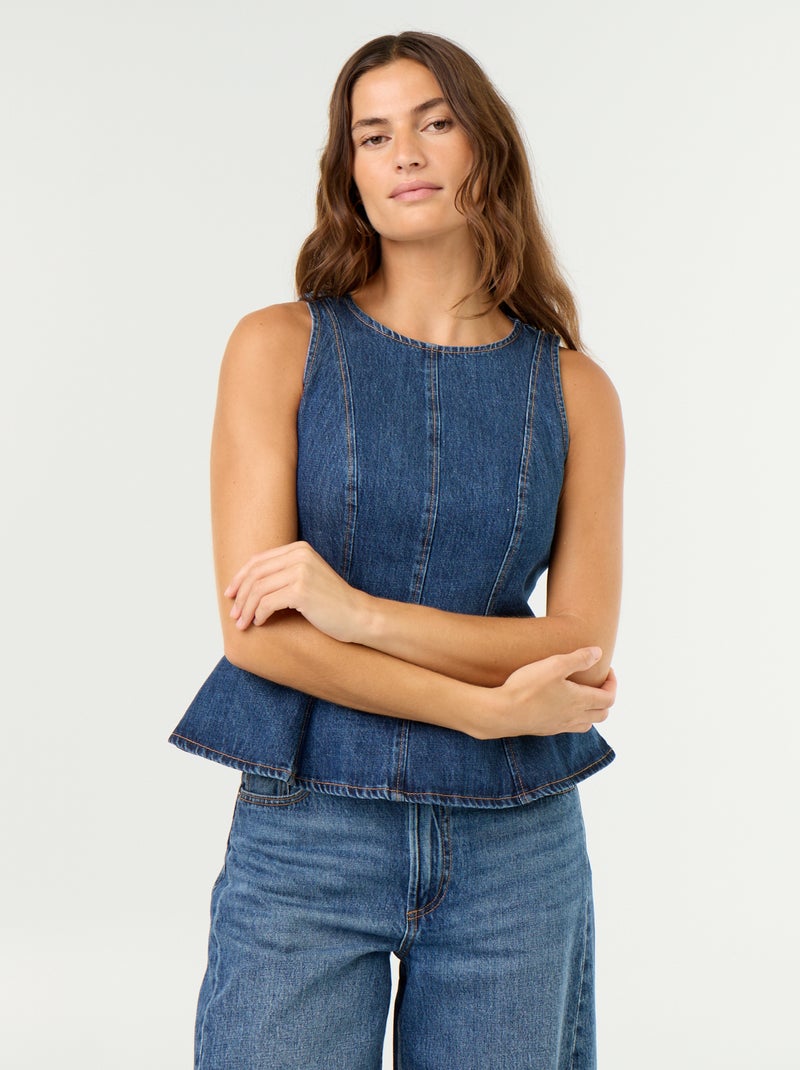 Blusa di jeans senza maniche Blu - Kiabi