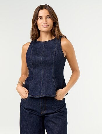 Blusa di jeans senza maniche