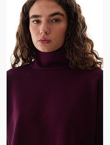 Blusa donna in modal con collo alto e maniche lunghe penti