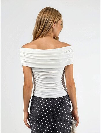 Blusa drappeggiata con spalle scoperte busem