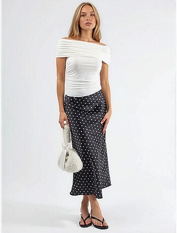 Blusa drappeggiata con spalle scoperte busem