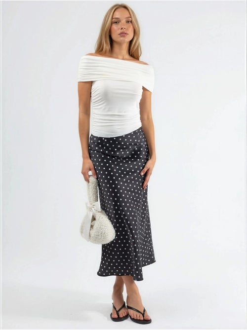 Blusa drappeggiata con spalle scoperte busem - Kiabi Blusa drappeggiata con spalle scoperte busem - Kiabi