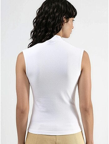 Blusa drappeggiata senza maniche con scollo a v busem