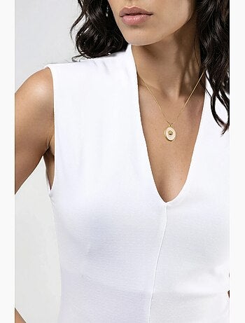 Blusa drappeggiata senza maniche con scollo a v busem