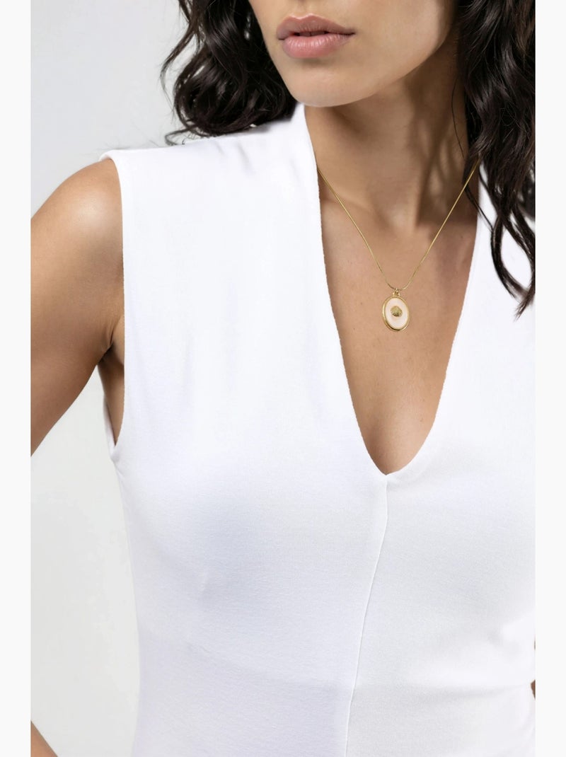 Blusa drappeggiata senza maniche con scollo a v busem Bianco - Kiabi