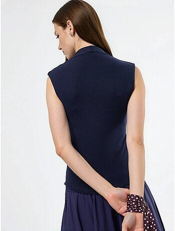 Blusa drappeggiata senza maniche con scollo a v busem