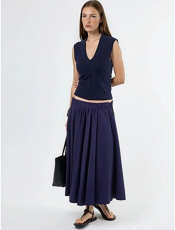 Blusa drappeggiata senza maniche con scollo a v busem