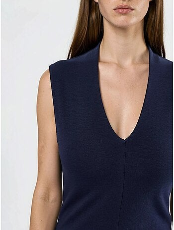 Blusa drappeggiata senza maniche con scollo a v busem