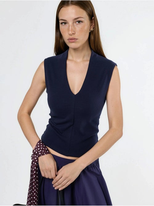 Blusa drappeggiata senza maniche con scollo a v busem - Kiabi Blusa drappeggiata senza maniche con scollo a v busem - Kiabi