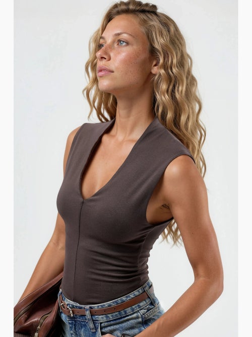 Blusa drappeggiata senza maniche con scollo a v busem - Kiabi Blusa drappeggiata senza maniche con scollo a v busem - Kiabi