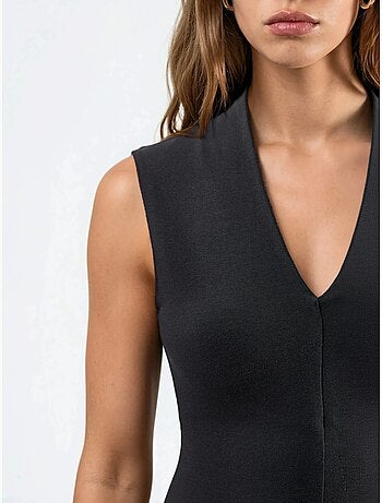 Blusa drappeggiata senza maniche con scollo a v busem