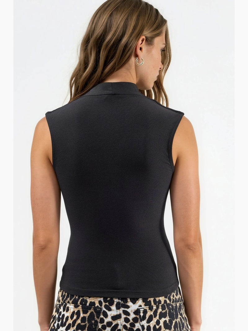 Blusa drappeggiata senza maniche con scollo a v busem Nero - Kiabi