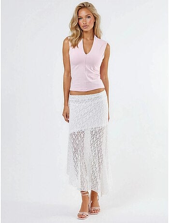 Blusa drappeggiata senza maniche con scollo a v busem