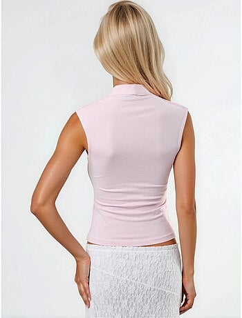 Blusa drappeggiata senza maniche con scollo a v busem