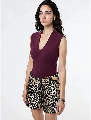 Blusa drappeggiata senza maniche con scollo a v busem