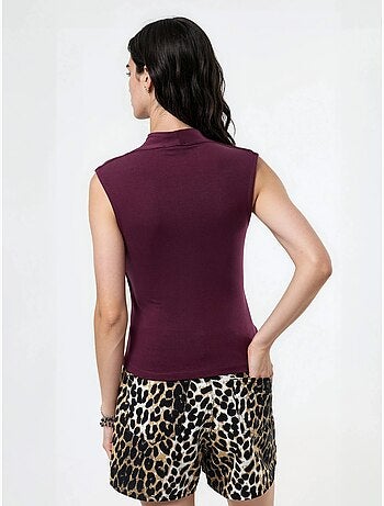 Blusa drappeggiata senza maniche con scollo a v busem